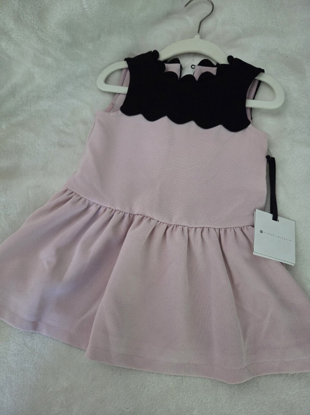 Victoria Beckham for Target Blush Pink Dress with Black Scalloped Trim